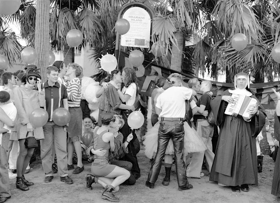 Opening night of c moore hardy life in black white and pink