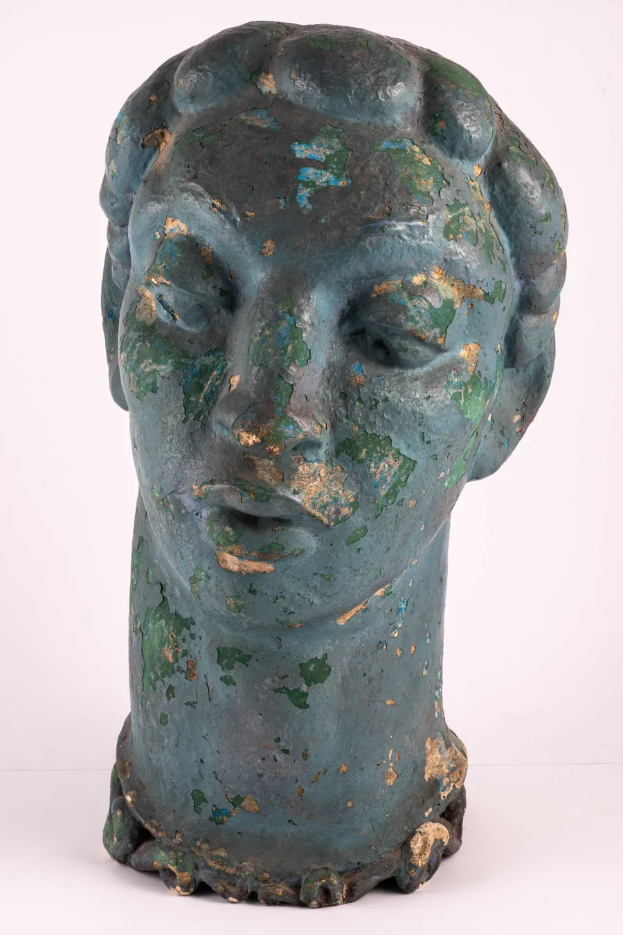 Lyndon Dadswell, Head of a Woman c1930s painted plaster 43 x 25 x 24cm, gift of June Durrant, 2009