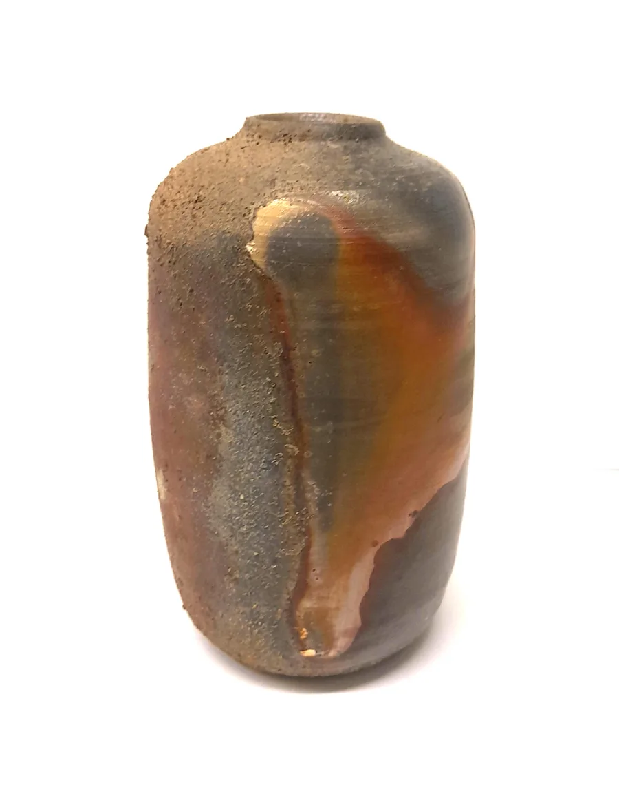 Vase c1974-75  Salt glazed stoneware  15cm x 8.5cm (diam)  National Art School Collection, gift of Mei Lin Yum 2024