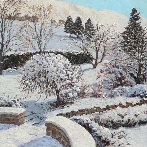 CULLITON Lucy Bibbenluke garden snow pear trees 2009 o c 130x130cm 1