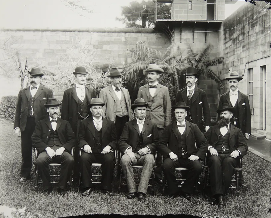 Darlinghurst Gaol warders in civilian clothes, c 1880, silver gelatin photograph, 25.5 x 30.5 cm