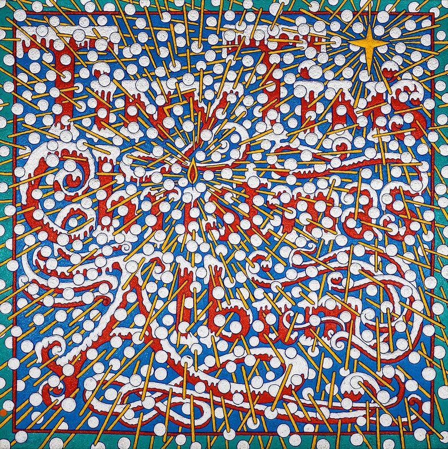 Martin Sharp, Tiny Tim’s Christmas Album, 1995 acrylic on canvas 152 x 152cm, gift of the Martin Sharp Trust Ltd, 2025