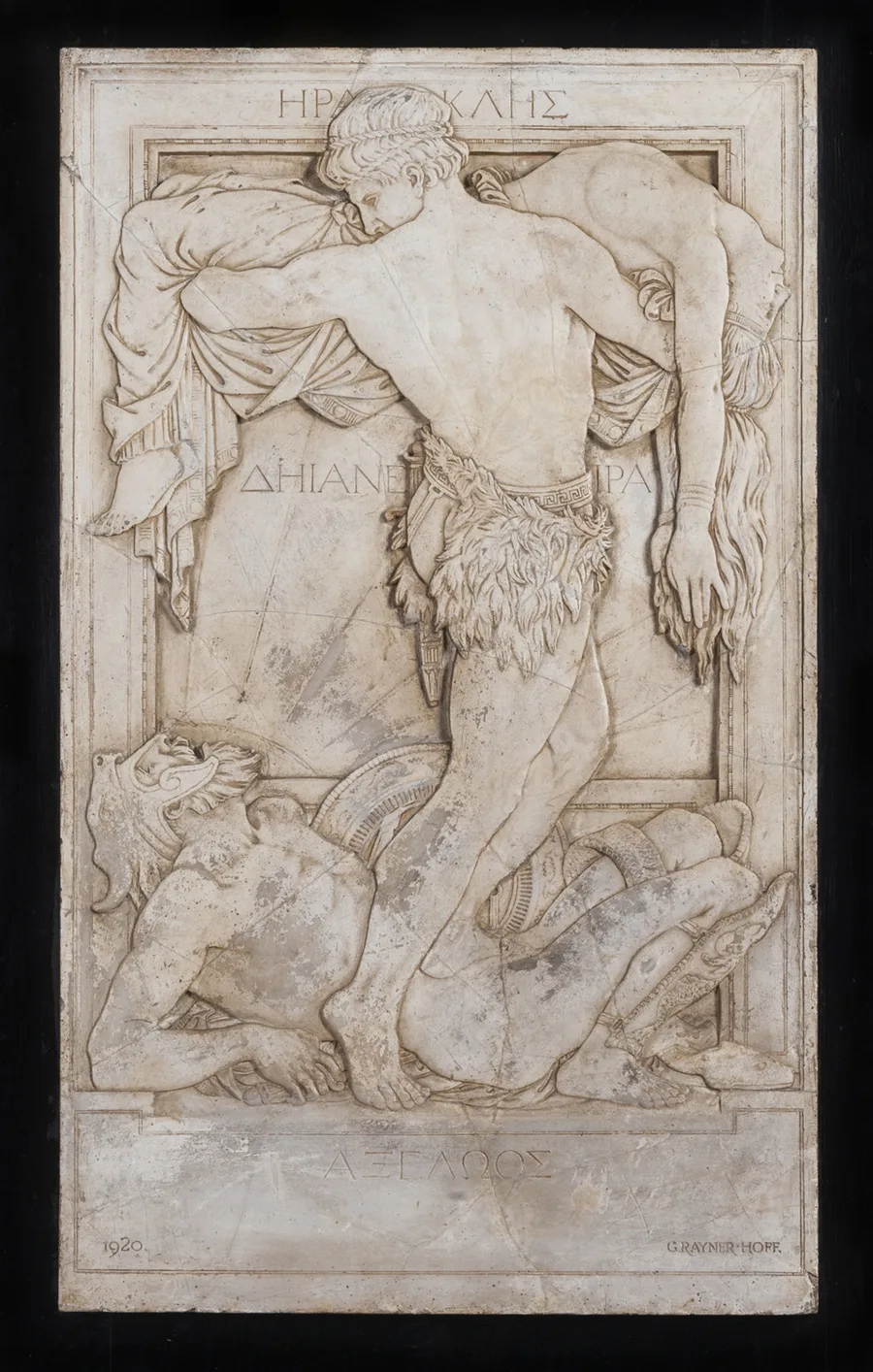 4. Rayner Hoff, Hercules, Achelous and Deianeira, 1920, plaster with clay wash, 76 x 46 x 2.5 cm, National Art School Collection, gift of Wendy Wade, 2016