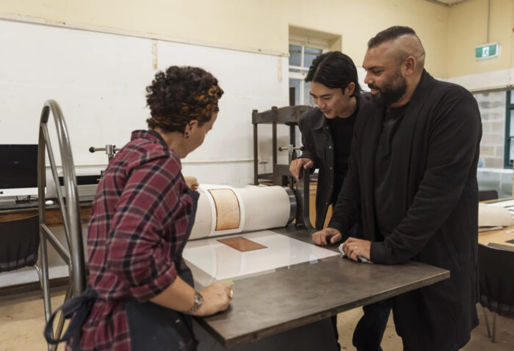 Artist Dennis Golding invited exhibition co-curator Micheal Do and NAS curator, exhibitions, Lucy Latella for an intimate look at his work Bingo (2025), commissioned for The neighbour at the gate and produced with the National Art School printmaking department.