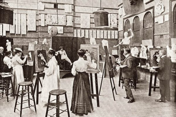 Life drawing and painting class, Sydney Technical College, Ultimo, 1909.